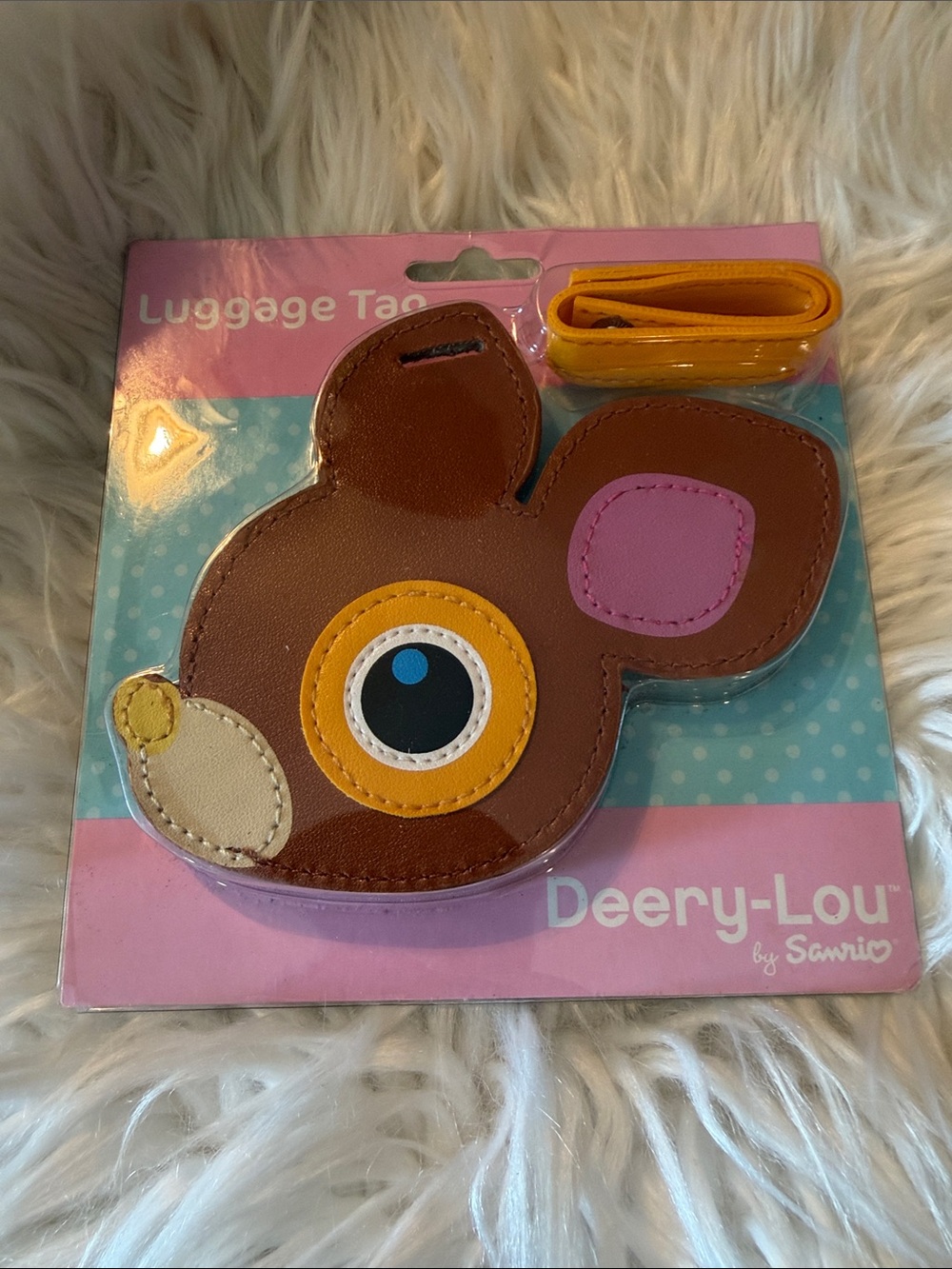Sanrio Deery-Lou Brown, Pink & Yellow Luggage Tag